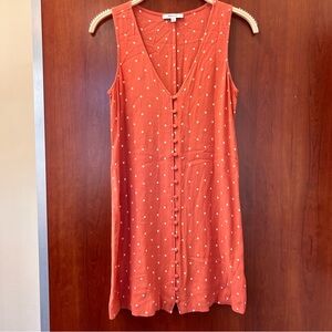 Madewell Mini Dress Polka Dots Size XS Button Front Sleeveless Rust Dainty